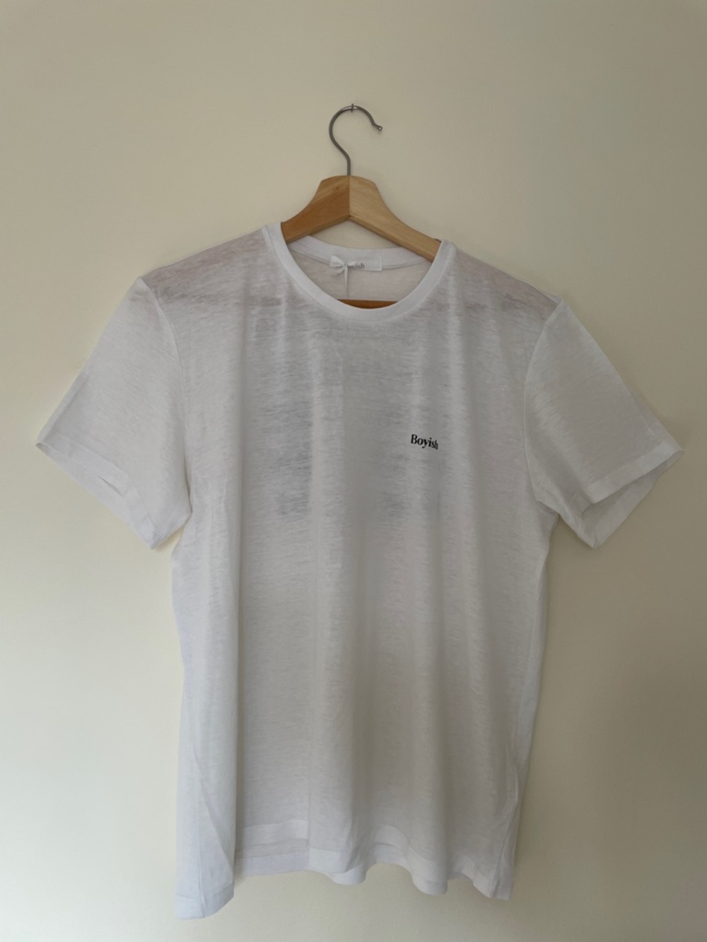 Boyish White Short Sleeve Crewneck Tee with Subtle Logo